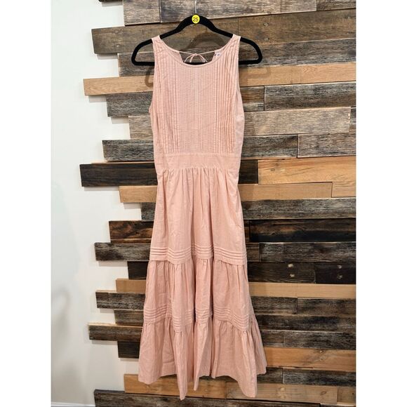 Pampelone tiered ruffle maxi dress peach pink c cotton size Small - Picture 3 of 10